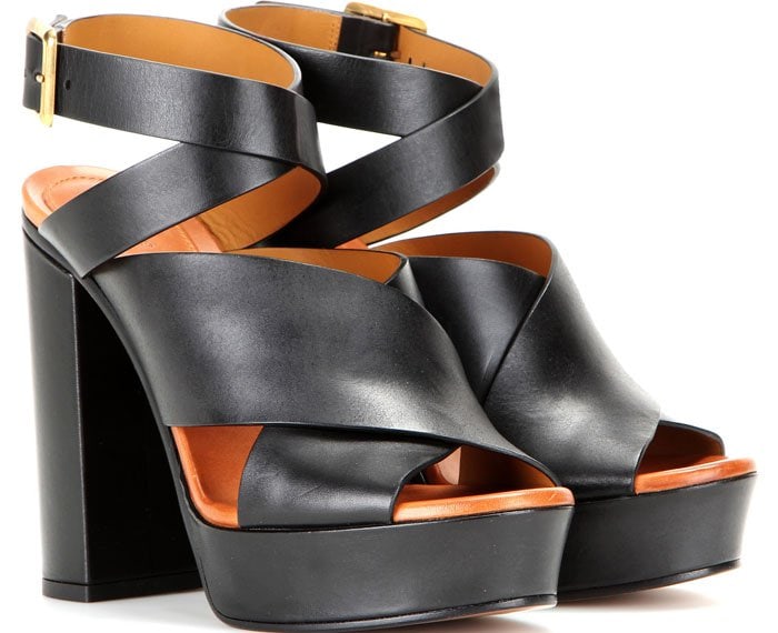 Black Chloé Leather Ankle-Wrap Sandals