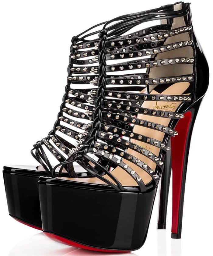 Christian Louboutin 'Millaclou' 160 Black Leather Cage Platform Sandals