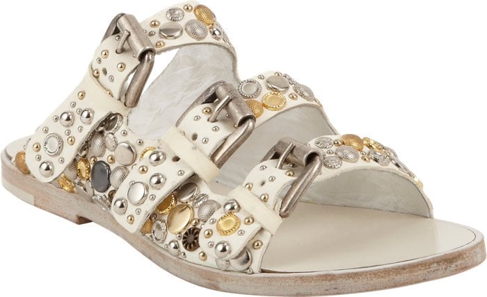 Collection Privee Embellished Triple Buckle Sandals