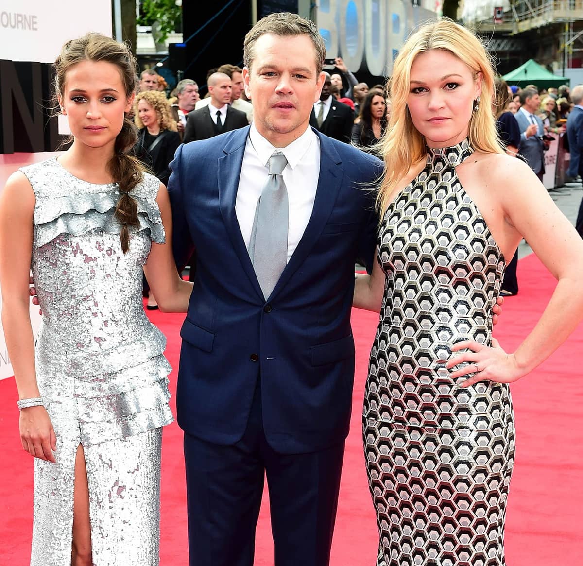 Matt Damon was 45 years old, Alicia Vikander was 27 years old, and Julia Stiles was 25 years old when "Jason Bourne" premiered in London on July 11, 2016