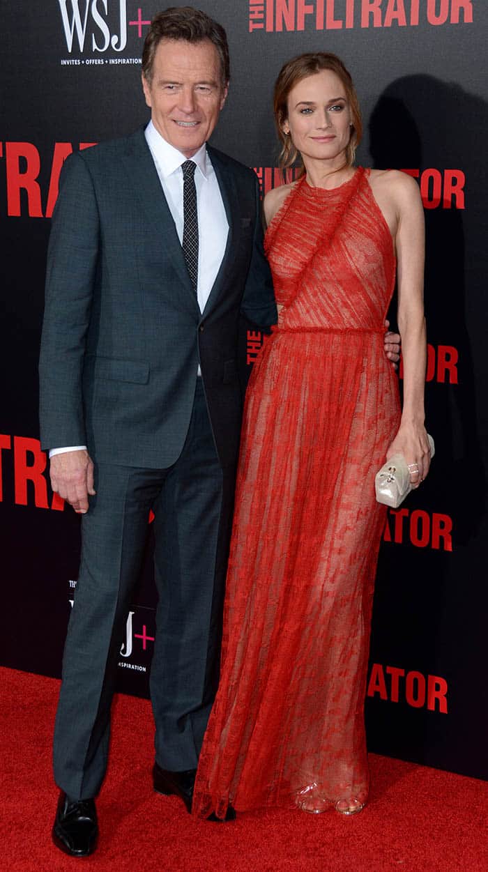 Diane Kruger's presence on the red carpet was further illuminated by the company of her The Infiltrator co-star, the acclaimed Bryan Cranston