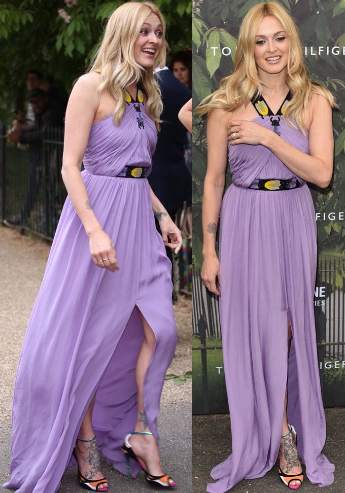 Fearne Cotton wears a lavender Matthew Williamson dress to the Serpentine Gallery Summer Party