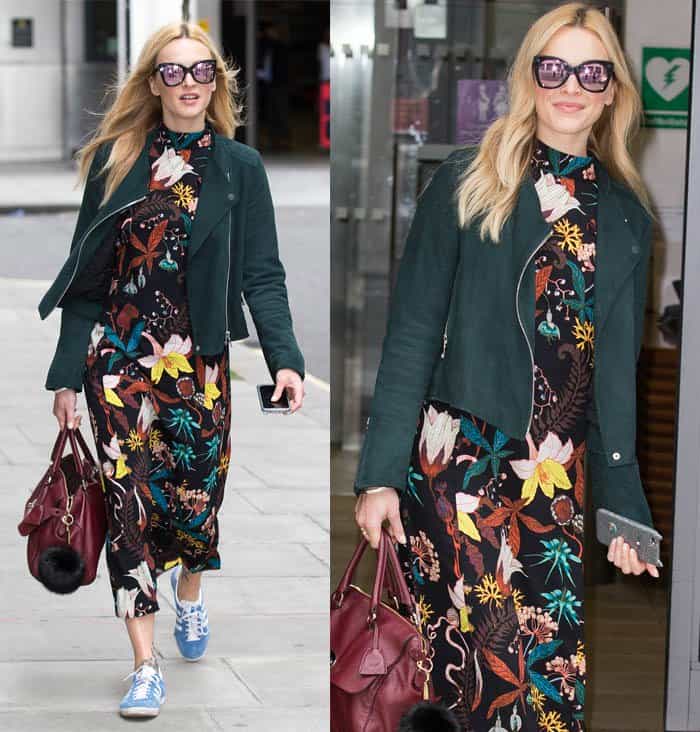 Fearne Cotton's dress, adorned with a distinctive floral print, elegantly embraced her curves, while a slightly elevated neckline lent it a contemporary touch