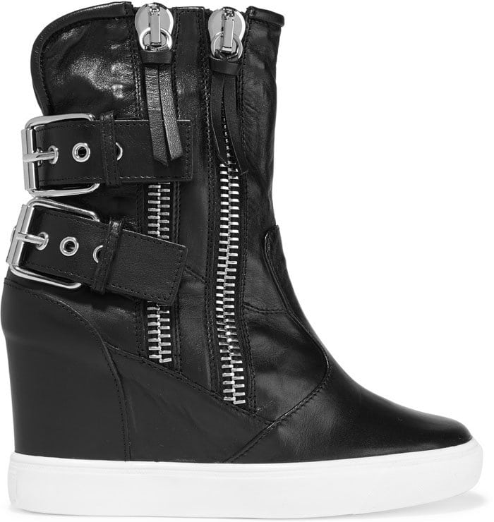 Giuseppe Zanotti Polished-Leather Wedge Sneakers