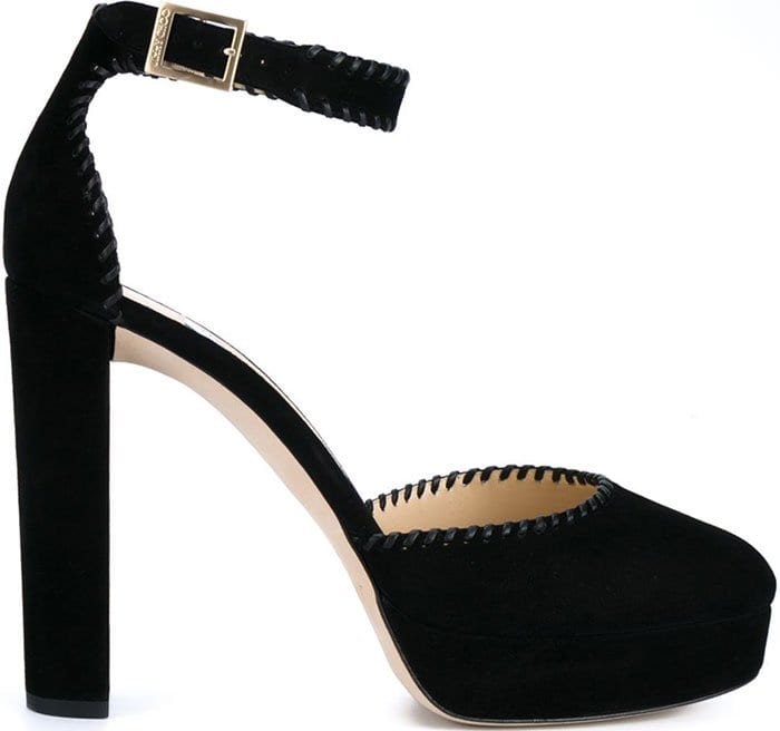 Jimmy Choo Black Suede Daphne Ankle Strap Pumps