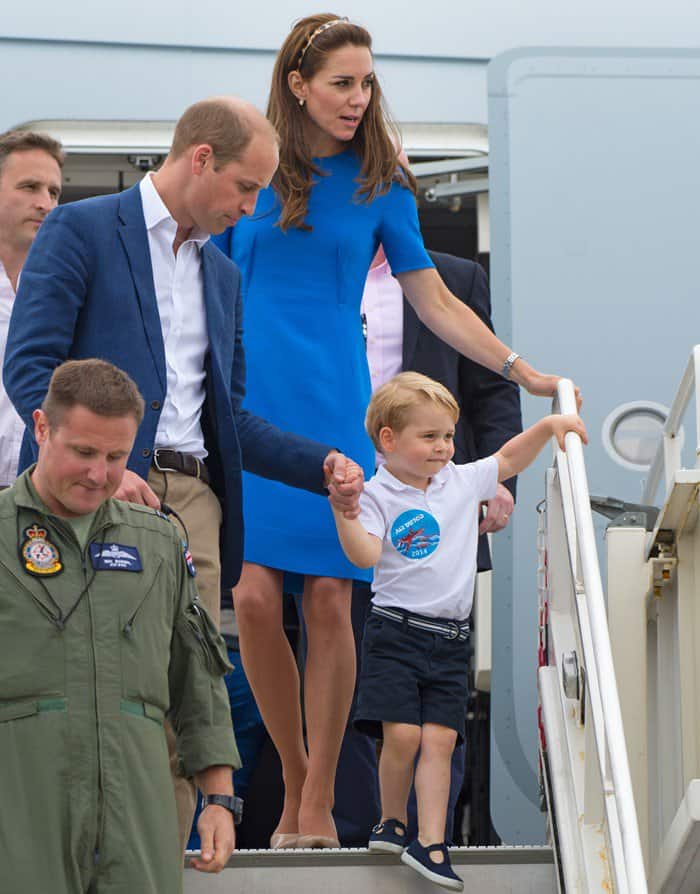The Duke and Duchess of Cambridge, accompanied by their 11-month-old son Prince George, visited the Royal International Air Tattoo (RIAT) at RAF Fairford in Gloucestershire