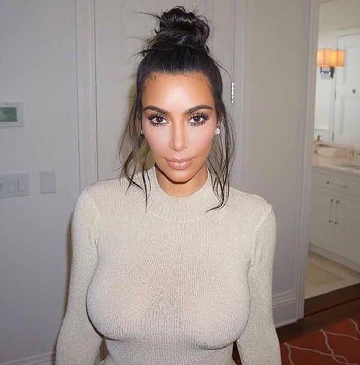Selfie shared by Kim Kardashian with the caption 'Hamptons Glam'
