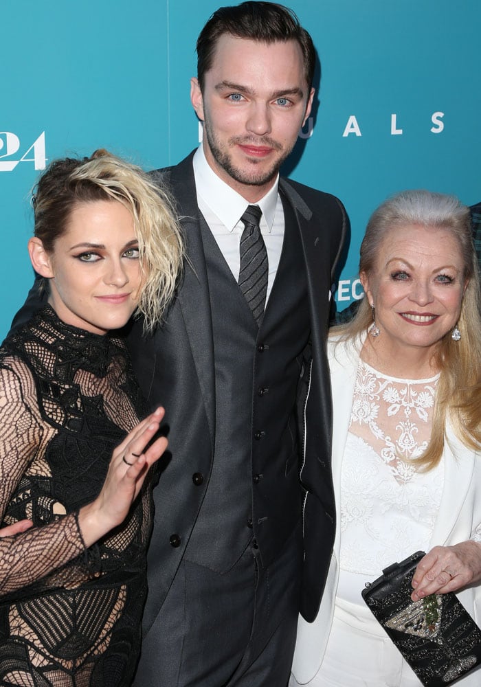 Kristen Stewart, Nicholas Hoult and Jacki Weaver pose for photos on the red carpet of the "Equals" premiere