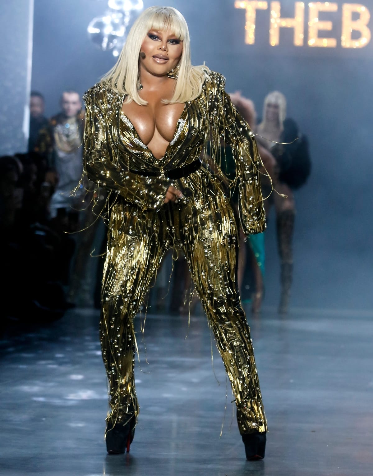 Lil' Kim performs on the runway during The Blonds Fall / Winter 2019 runway show at Spring Studios