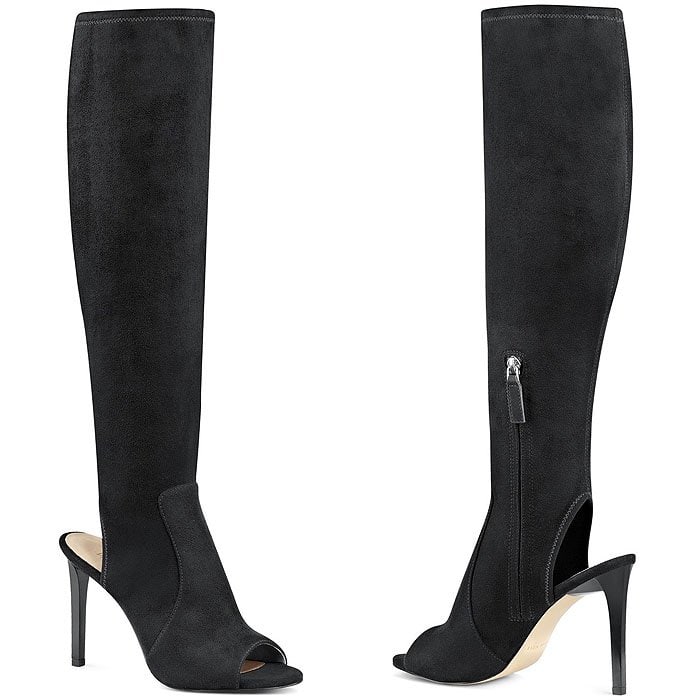 Nine West "Lettie" Stretch-Faux-Suede Open-Toe Boots