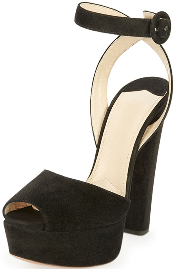 Prada Suede Platform Ankle-Wrap Sandals