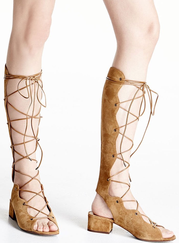 Saint Laurent "Babies" Suede Knee-High Gladiator Sandals