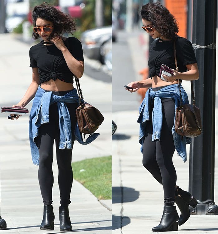 Vanessa Hudgens flashed her flat abs while out running errands