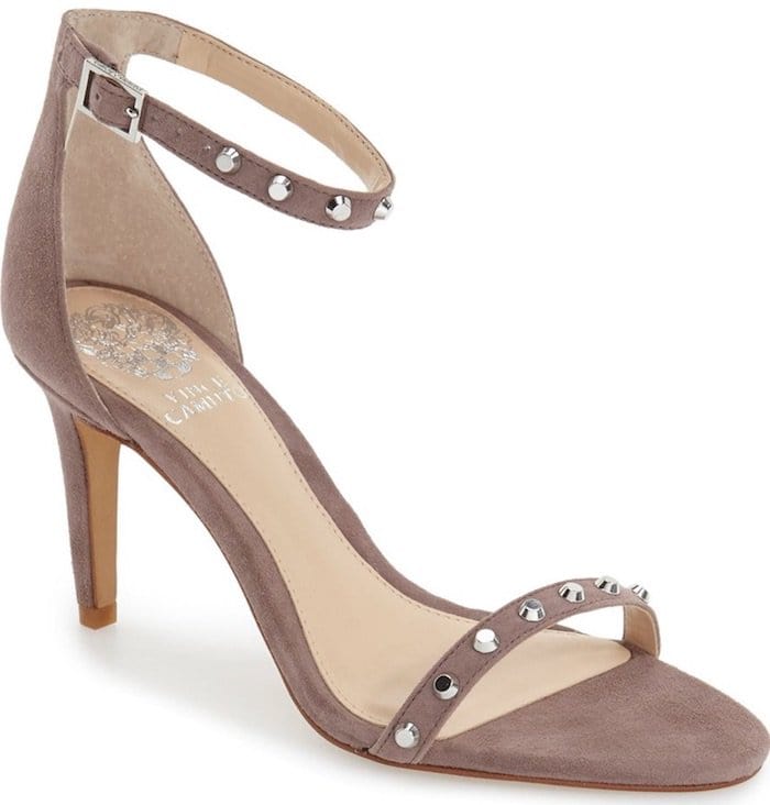 Vince Camuto “Cassandy” Studded Sandals in Mystery Muave Suede