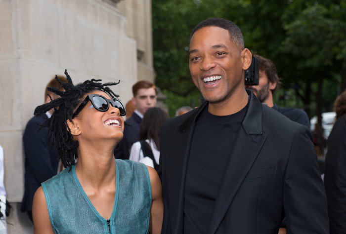 Willow Smith and Will Smith before the Chanel Show during Paris Fashion Week