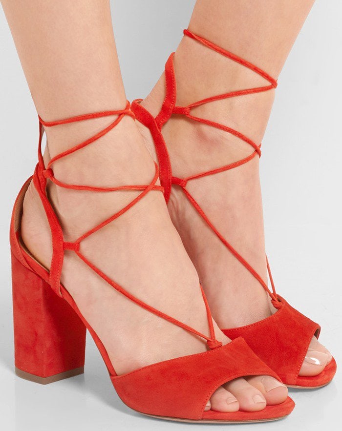 Aquazzura Austin lace-up suede sandals