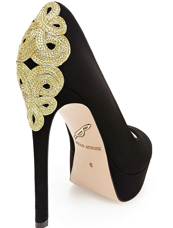 B Brian Atwood "Raja" Embellished Suede Platform Pumps