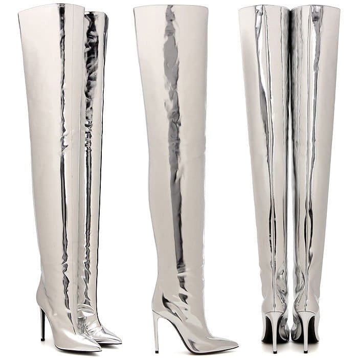 Balenciaga All Time silver thigh boots