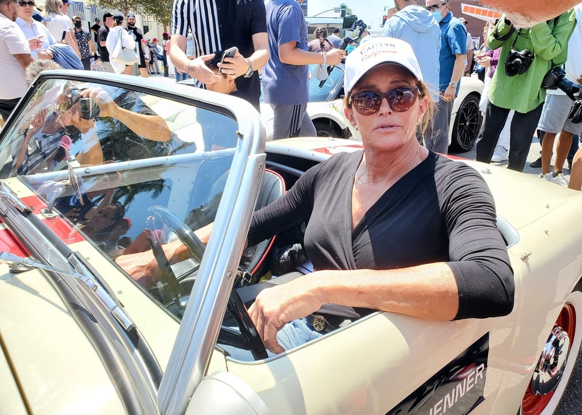 Caitlyn Jenner sporting a campaign hat during an annual classic car event on Rodeo Drive