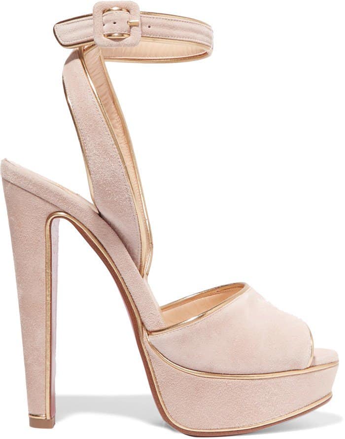 Christian Louboutin Louloudance 140 lamé-trimmed suede sandals