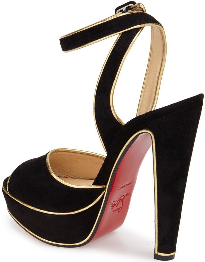 Christian Louboutin 'Louloudance' Sandals Black Gold Velour