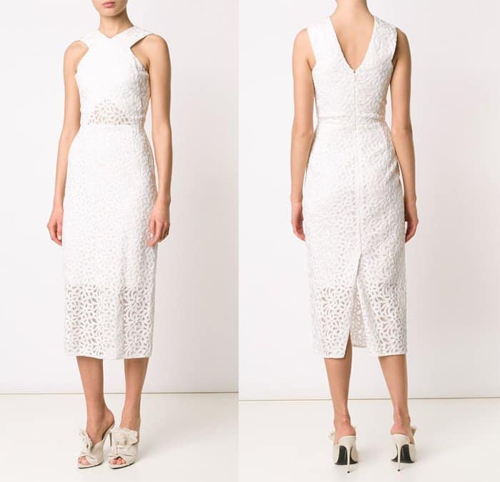Christian Siriano Fitted Lace Midi Dress