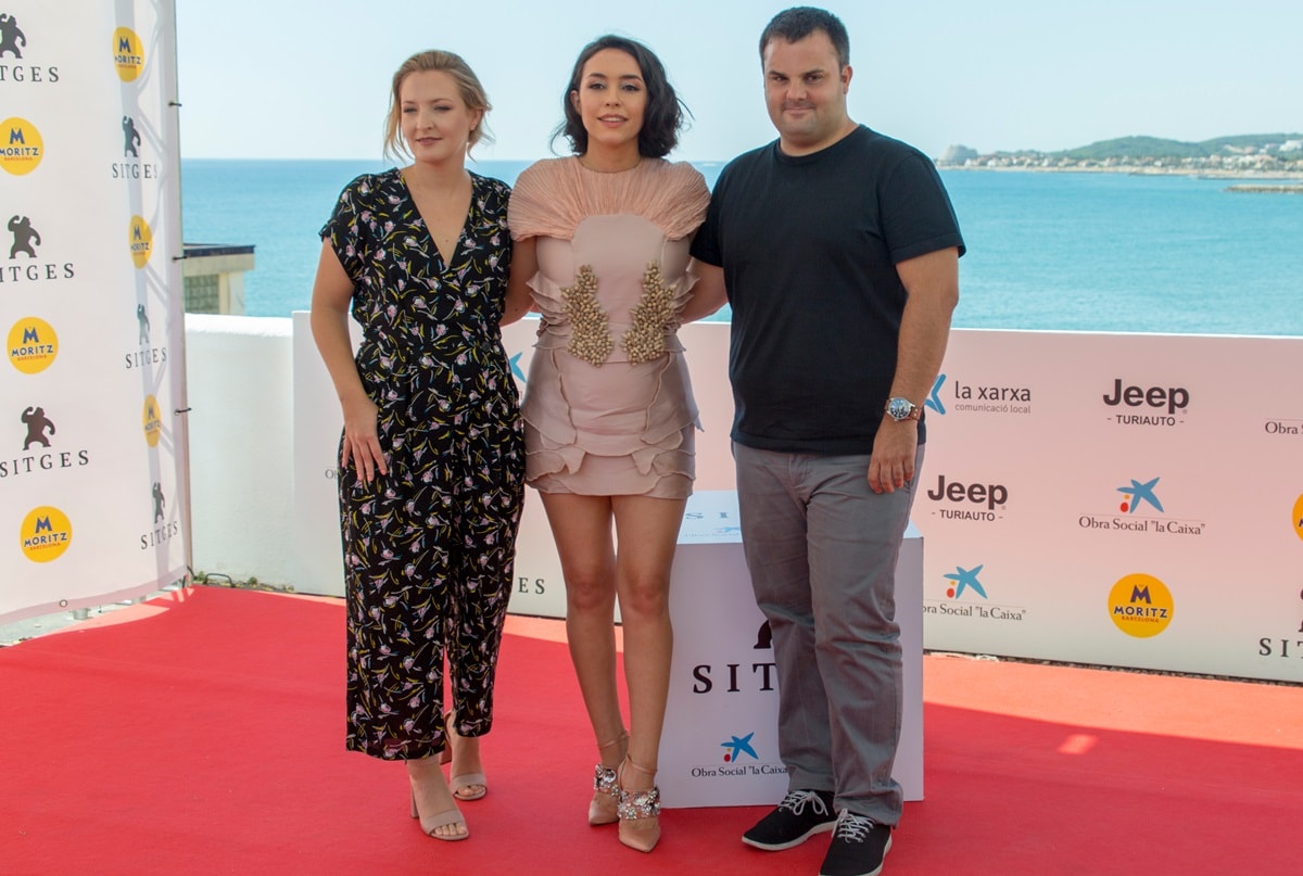 Director Alice Waddington with film producers Adrian Guerra Núria Valls during a press conference of the film 'Paradise Hills'