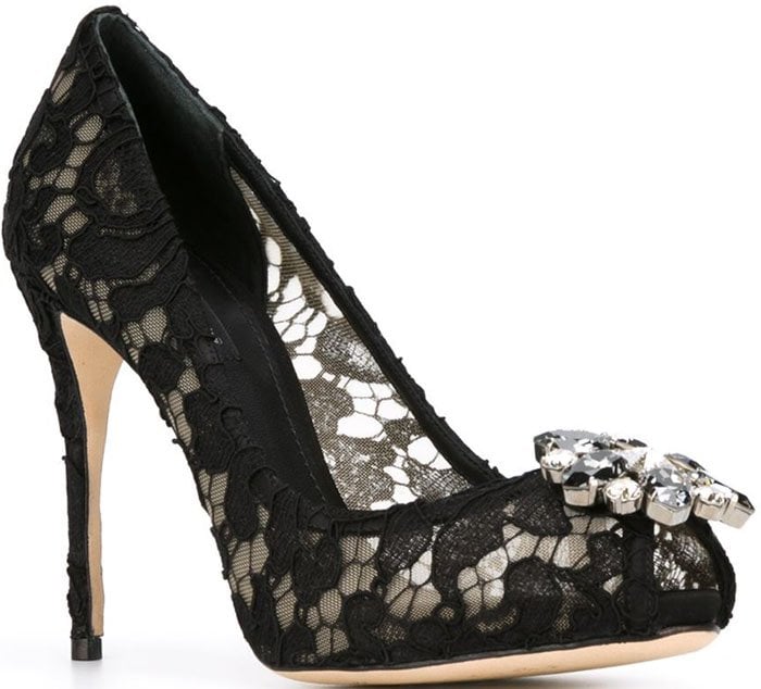 Black Dolce & Gabbana Embellished Lace Pumps