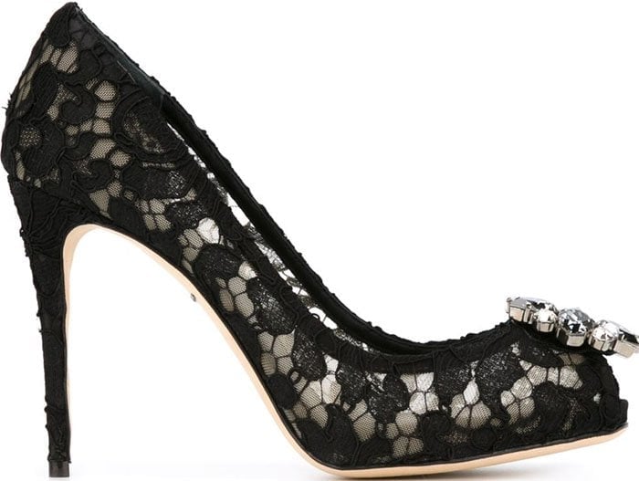 Black Dolce & Gabbana Embellished Lace Pumps