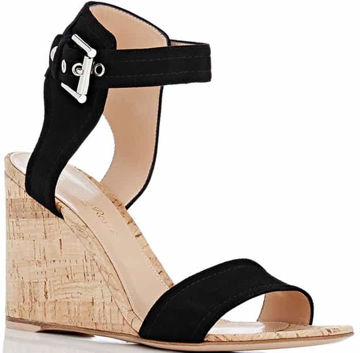 Gianvito Rossi "Rikki" Wedge Sandals Black