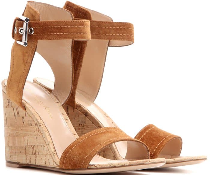 Gianvito Rossi "Rikki" Wedge Sandals Brown