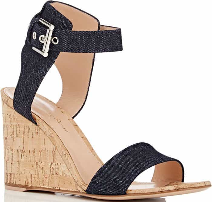 Gianvito Rossi "Rikki" Wedge Sandals Denim