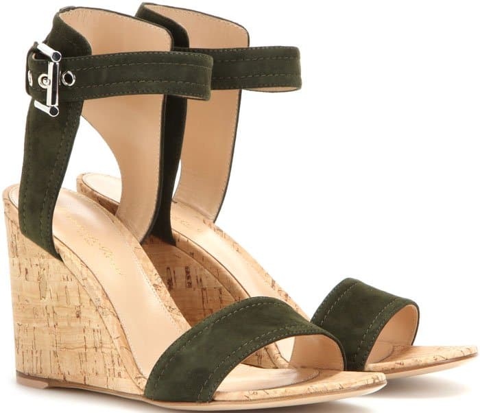 Gianvito Rossi "Rikki" Wedge Sandals Green