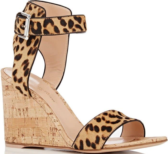 Gianvito Rossi "Rikki" Wedge Sandals Leopard