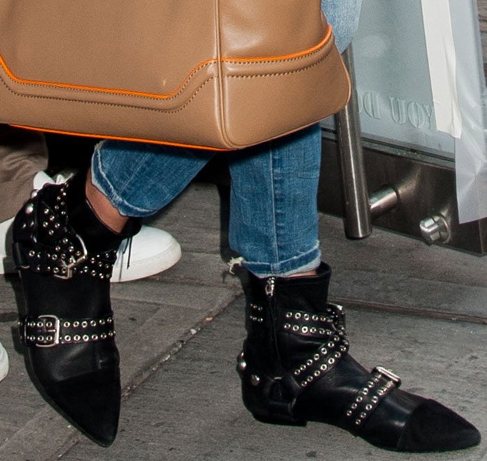 Gigi Hadid wears eyelet-embellished Isabel Marant boots