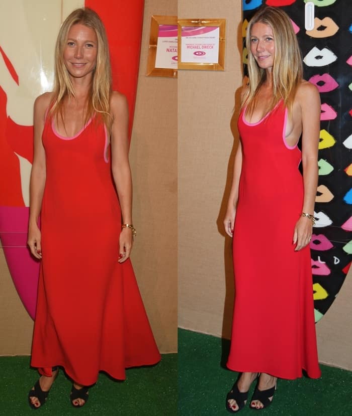 Gwyneth Paltrow opted for a relaxed yet attention-grabbing look at the 5th Annual Hamptons Paddle & Party for Pink event at Fairview on Mecox Bay in Bridgehampton, New York