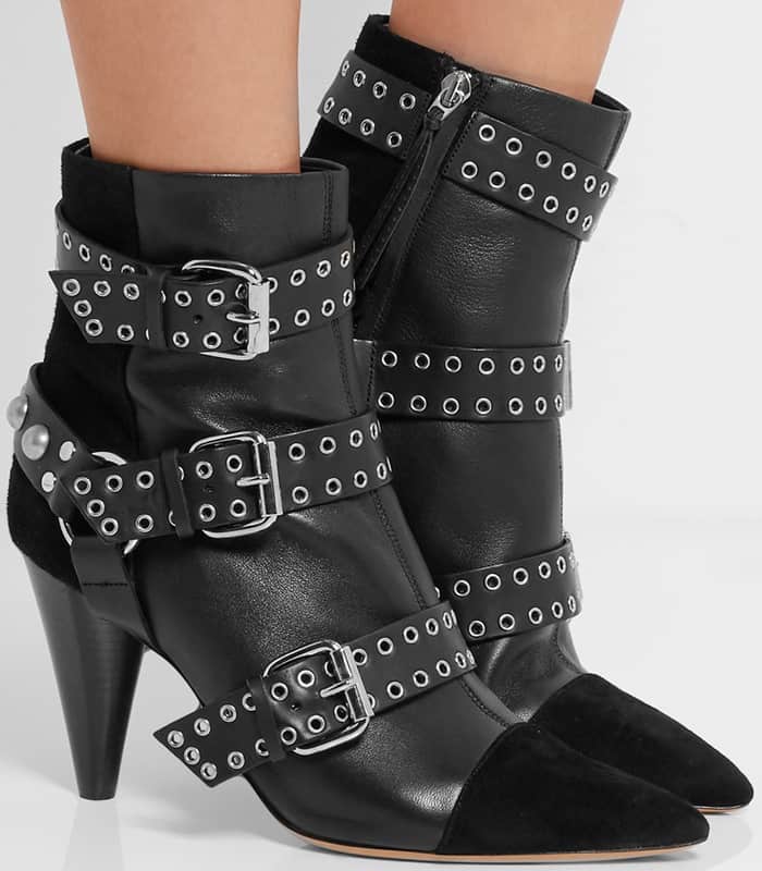Isabel Marant Lysett buckled leather and suede boot