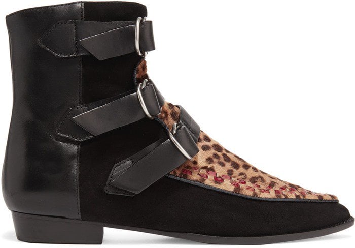 Isabel Marant Rowi leather, suede and leopard-print calf hair boots