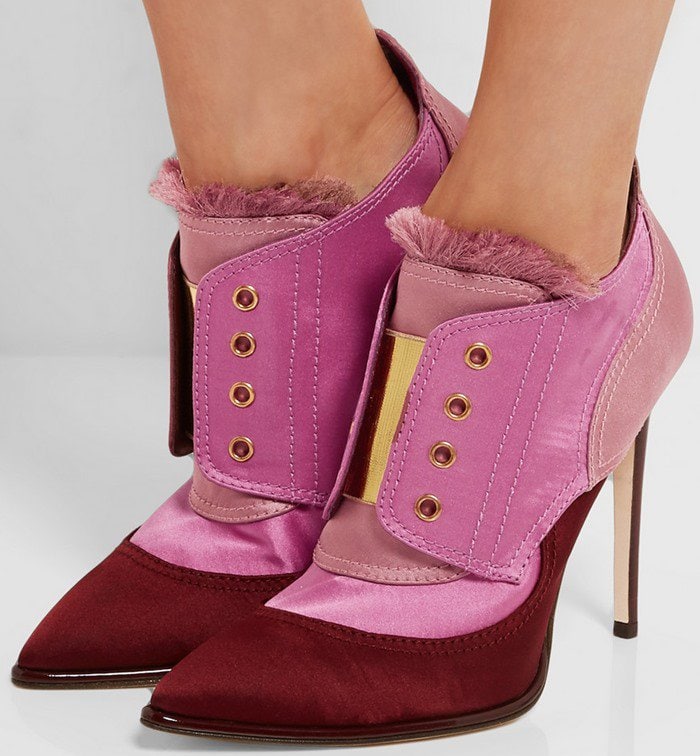 Jimmy Choo Mitsu fringed paneled satin ankle boot