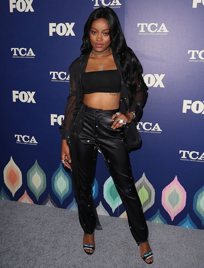 Keke Palmer radiated joy as she graced the FOX Summer TCA Press Tour in an eclectic Baja East Fall 2016 silk patterned pantsuit
