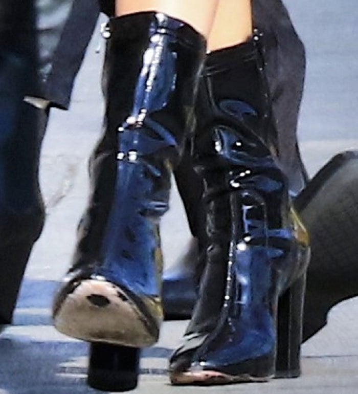 Kendall wears her favorite Kenneth Cole "Krystal" patent ankle boots