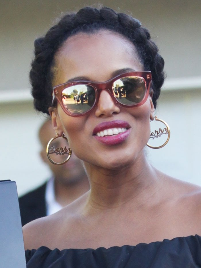 Kerry Washington braids her hair for Jennifer Klein's annual Day of Indulgence party