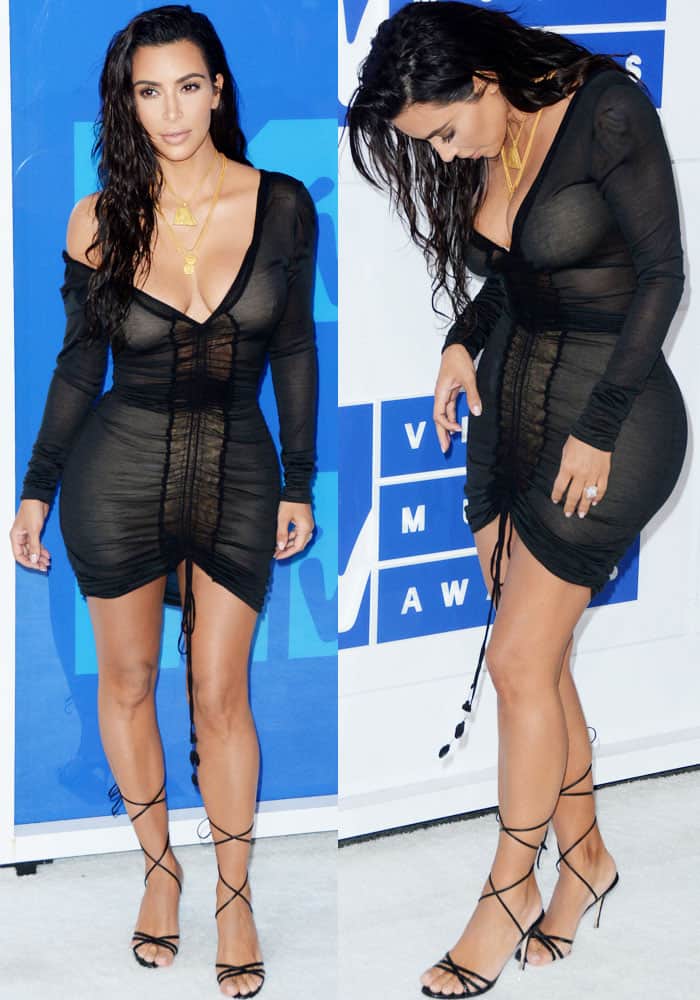 Kim Kardashian flaunts her legs at the 2016 MTV Music Video Awards