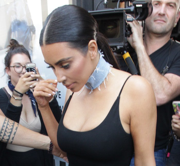 Kim Kardashian donned a skintight ‘Cassiar’ dress by Privacy Please