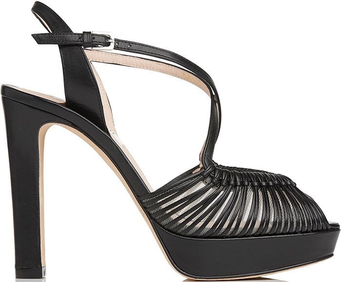 Black L.K. Bennett "Silvia" Intervowen Crisscross Platform Sandals