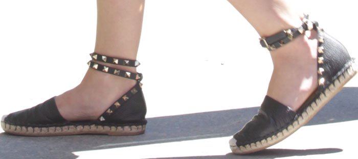 Lucy Hale's feet in studded Valentino espadrilles