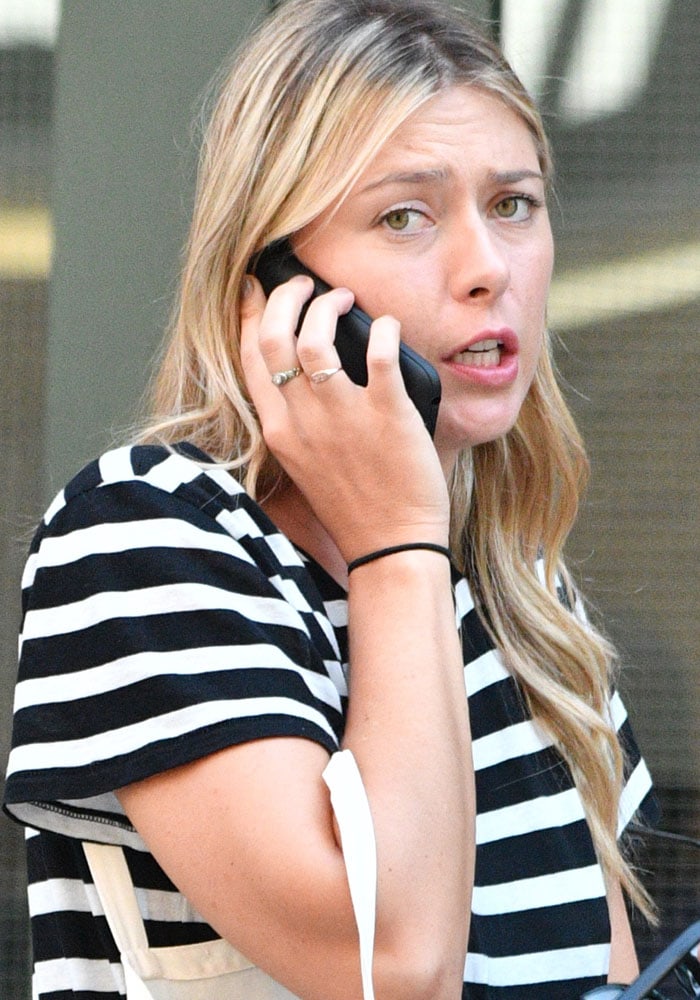 Maria Sharapova on the phone in Tribeca, New York City, on August 12, 2016