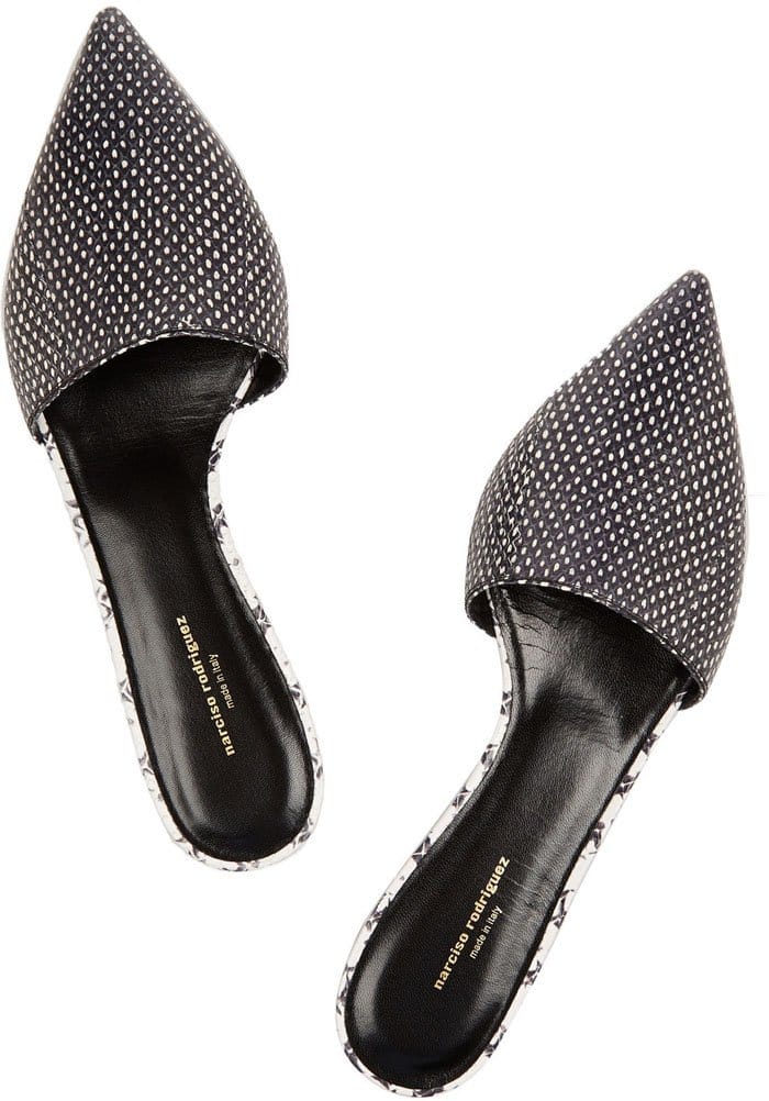 Narciso Rodriguez "Athena" Watersnake Point-Toe Flats