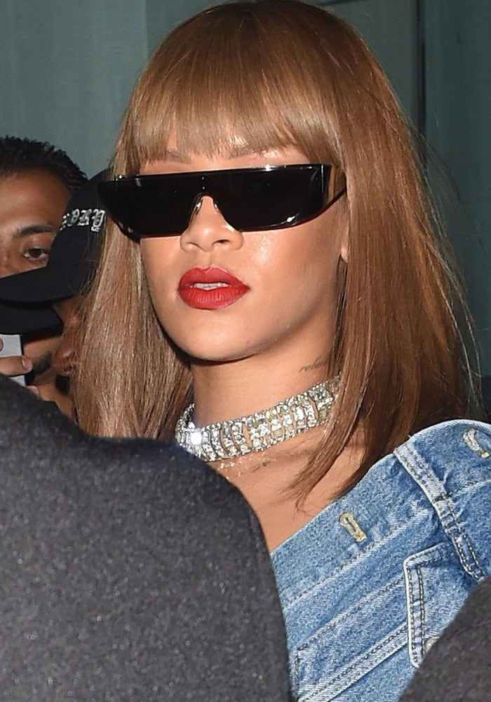 Rihanna rocking Dior x Rihanna sunglasses when arriving at Tape nightclub in London on August 20, 2016