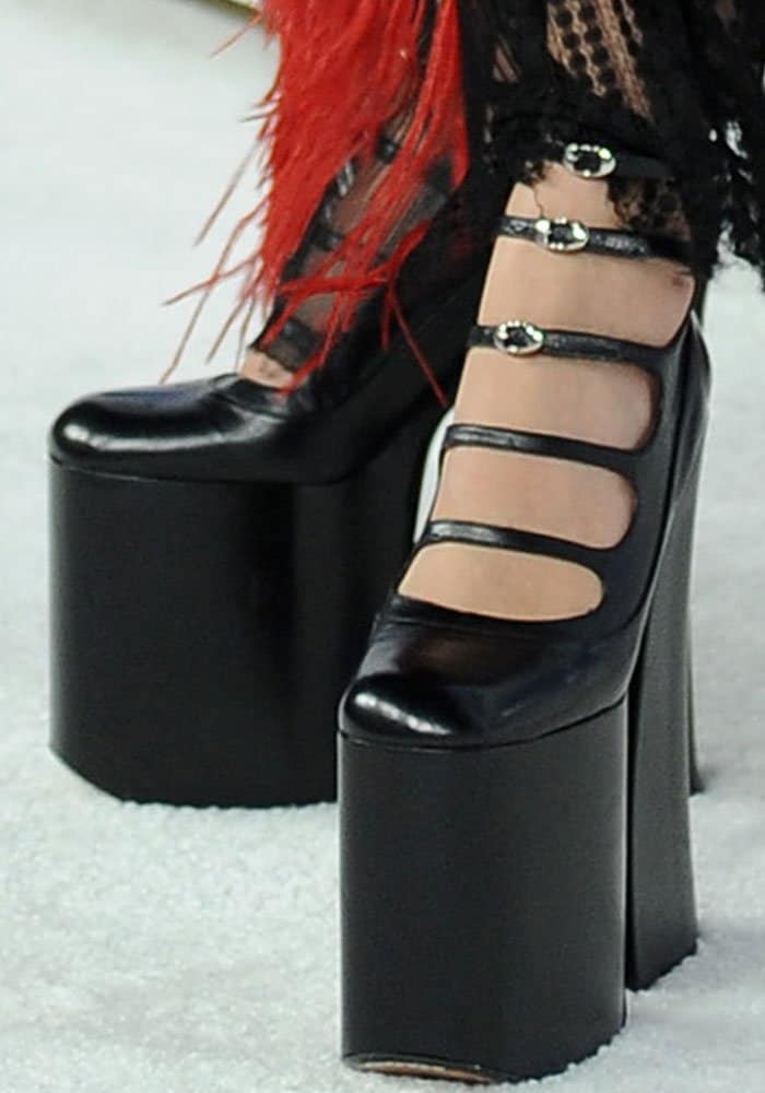Rita Ora's feet in ridiculously high Marc Jacobs platforms